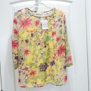Emily Daniel's Floral design Blouse, With Cami, Nwt, Size SP